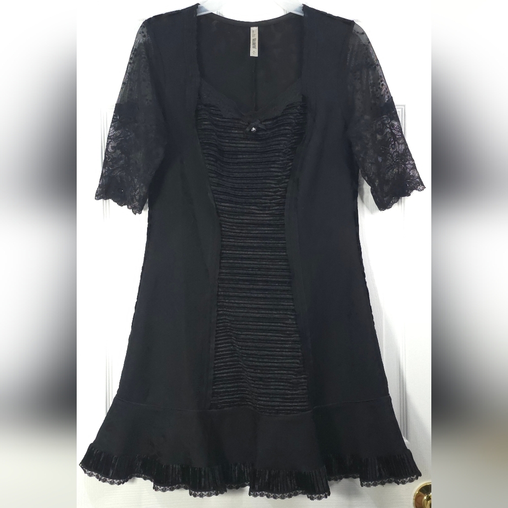 Kollontai Gothic Lolita Lace & Mesh Mini Dress Velvet Back Size L - Picture 2 of 10